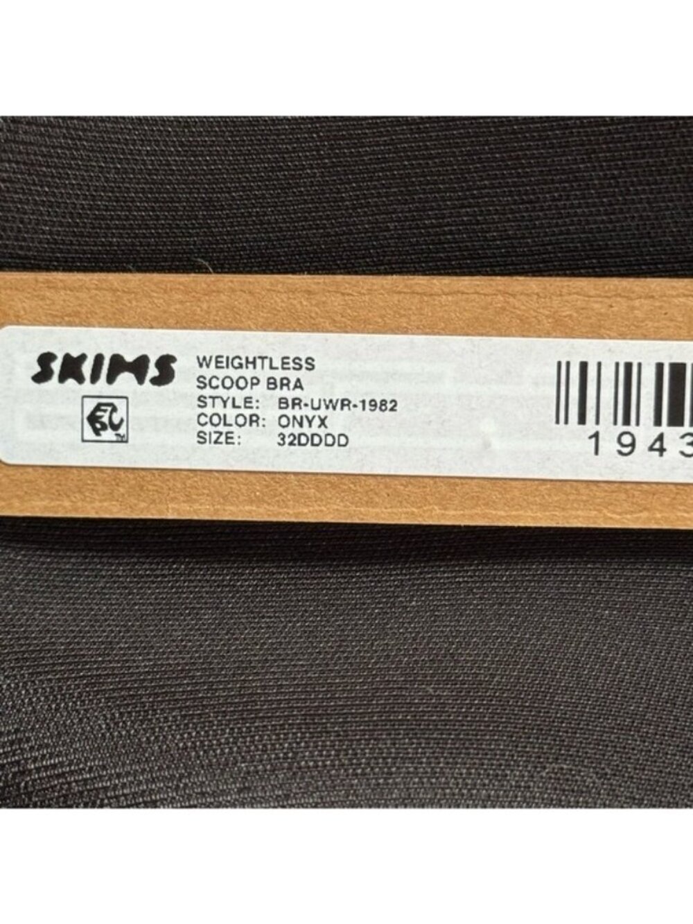 NWT Skims 32DDDD Weightless Scoop Bra Onyx Black $58 MSRP - Picture 2 of 4
